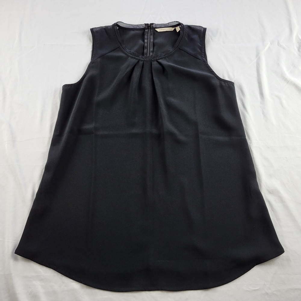Soft Surroundings Blouse Sleeveless Black Women's Medium Zip Closure Round Neck